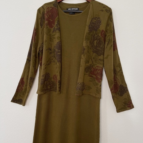 Nina Leonard vintage 80’s built in blazer wool blend knit dress L - Picture 11 of 11